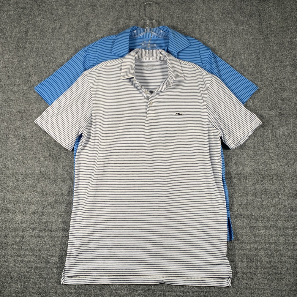 Vineyard Vines Polo Shirt Mens Small Stripe On-The-Go Sankaty Lot 2 Performance
